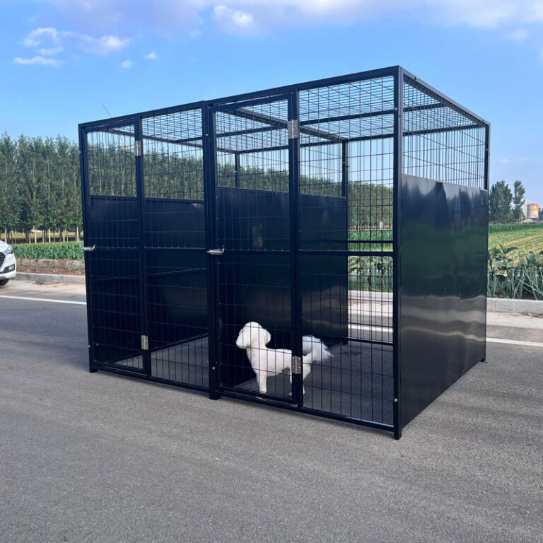 Dog kennel with roof